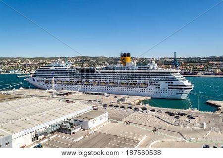 Costa Pacifica, Costa Cruises - Marseille, France - 08 May, 2017: Costa Pacifica cruise ship docked in port of Marseille