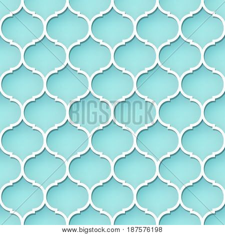 Abstract seamless pattern in Arabic style. Muted colors. 3-d picture.