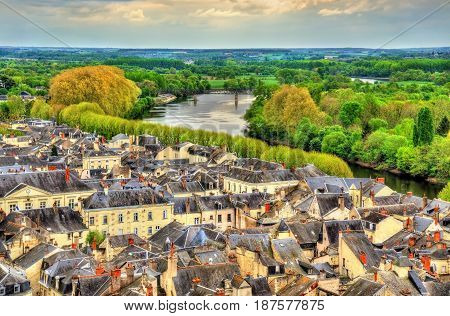 View of Chinon from the castle - France, the Vienne Valley