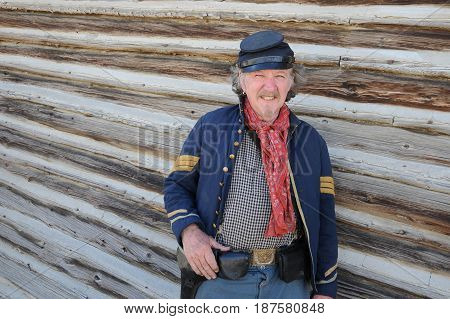 JULY 24, 2015. CASPER, WY. CIRCA:  Calvary reenactor soldier posing outside in Casper, Wy.