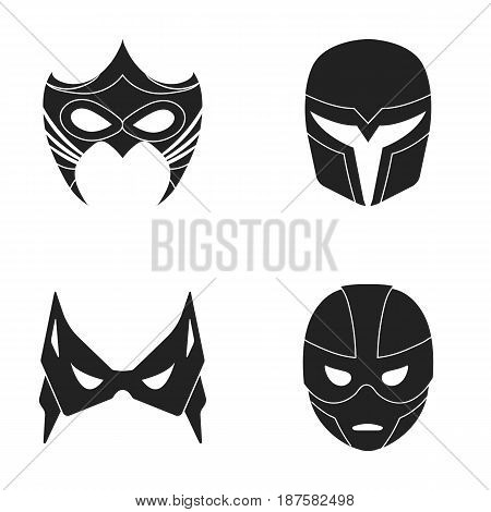 Mask on the head and eyes. Super Hero Mask set collection icons in black style vector symbol stock illustration .