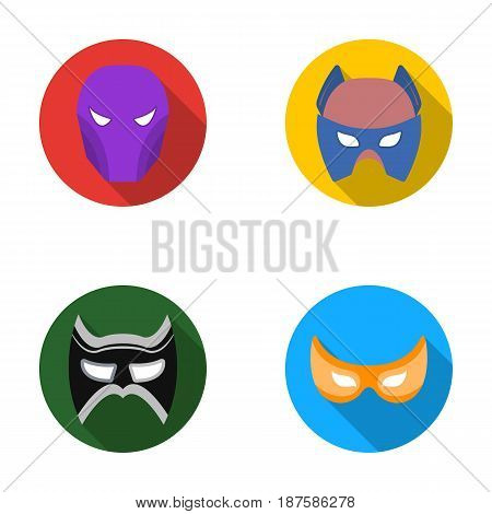 Mask on the head and eyes. Super Hero Mask set collection icons in flat style vector symbol stock illustration .