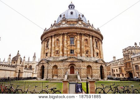 OXFORD/ UK- OCTOBER 26 2016: Exterior Of Radcliffe Camera Building In Oxford