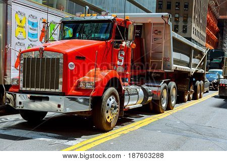 NEW YORK CITY, USA - 04, 2017 : Road Construction and Road Works in Manhattan NYC