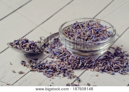 Lavender went into a white porcelain bowl