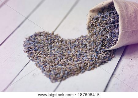 Heart made from dry lavender. Concept love, valentine
