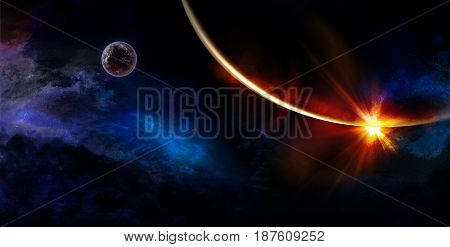 Celestial Art Stars and Galaxies in Outer Space Showing the Beauty of Space exploration. Planet Texture furnished by NASA 3d Render 3d Illustration