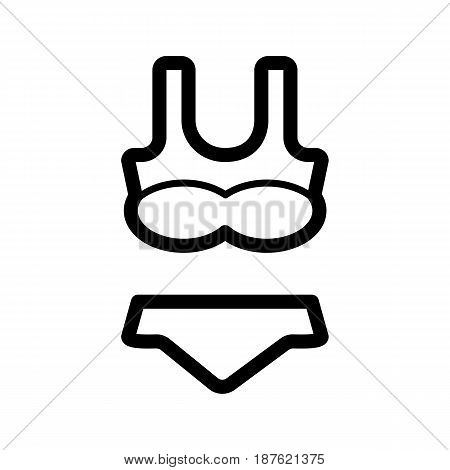 Woman lingerie vector icon. Black and white Swimsuit illustration. Outline linear clothing icon. eps 10