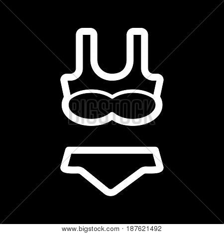 Woman lingerie vector icon. Black and white Swimsuit illustration. Outline linear clothing icon. eps 10