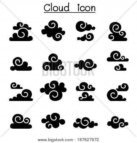 Abstract Cloud Chinese Cloud Curl cloud Decoration cloud cloud icon set