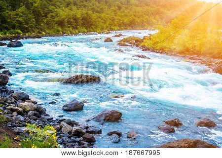 Scenic Landscape With Mountain River