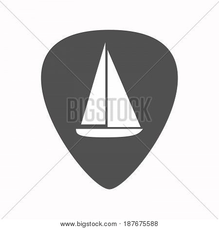 Isolated Guitar Plectrum With A Ship