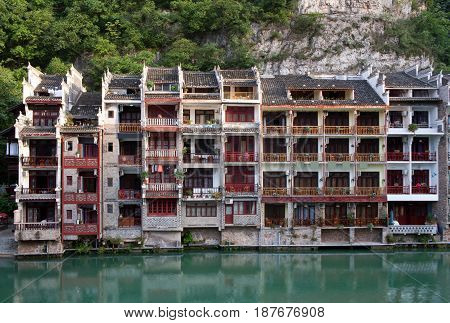 Zhenyuan Ancient Town on Wuyang river in Guizhou Province of China