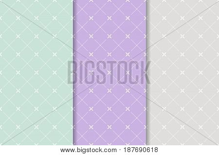 Geometric seamless background. Blue, purple and gray walllpaper collection. Vector illustration