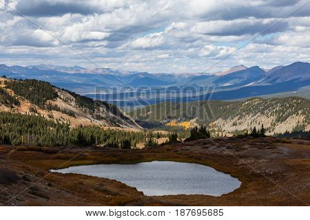Autumn Scenery in the Rocky Mountains of Colorado. The summit of Cottonwood Pass