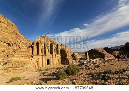 Ancient abandoned rock city of Petra in Jordan tourist attraction