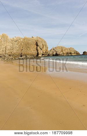 The Beach Of Arnia In Cantabria, Spain