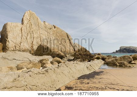 The Beach Of Arnia In Cantabria, Spain