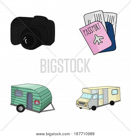 Vacation, photo, camera, passport .Family holiday set collection icons in cartoon style vector symbol stock illustration .