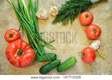 Frame From Raw Vegetables With Copy Space Inside