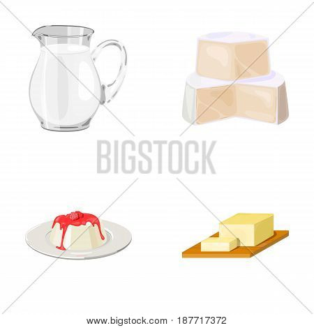 Milk, Calcium, Product, Food .Milk product and sweet set collection icons in cartoon style vector symbol stock illustration .