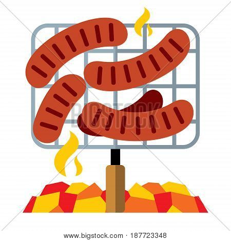 Meat on the barbecue. Isolated on a white background