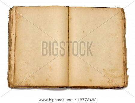 Öppna gamla Vintage bok på vit bakgrund
