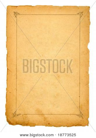 Sidan av den gamla boken på vit bakgrund