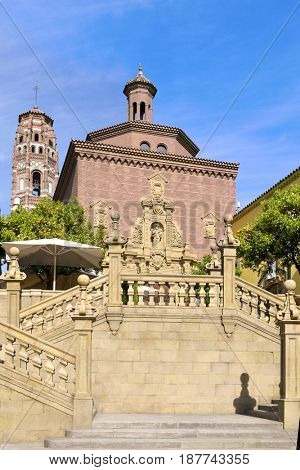 BARCELONA, SPAIN - MAY 20, 2017: A view of the Poble Espanyol in Barcelona, Spain. This open-air museum recreates different Spanish buildings and was built for the 1929 International Exposition