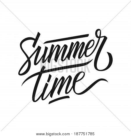 Handwritten word Summertime. Hand drawn lettering. Calligraphic element for your design. Vector illustration.