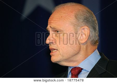 WASHINGTON DC â OCT 19: Senator Fred Thompson speaking at âWashington Briefing 2007: Values Voter Summitâ on October 19, 2007, at the Hilton Hotel in downtown Washington DC.