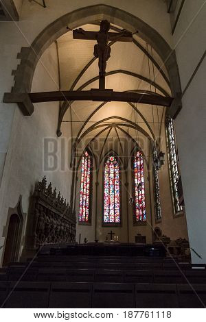 STUTTGART GERMANY - MARCH 01 2017: Interior of the Stiftskirche (Collegiate Church) - main church of the Evangelical-Lutheran Church in Wuerttemberg.