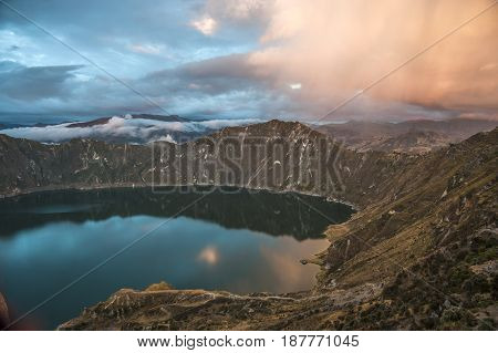 Quilotoa Caldera And Lake (lagoon), Andes. Ilinizas Nature Reserve, Ecuador