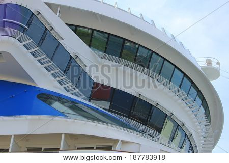 IJmuiden the Netherlands -April 30th 2017: Aida Sol at the Felison Cruise Terminal IJmuiden detail of ship