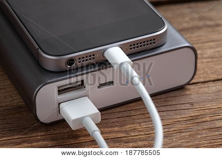 Smartphone Charging With Power Bank.