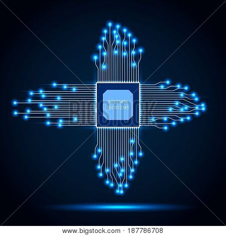 Vector Flat Icon of cpu. Isolated chip Element Modern illustration for web and mobile.