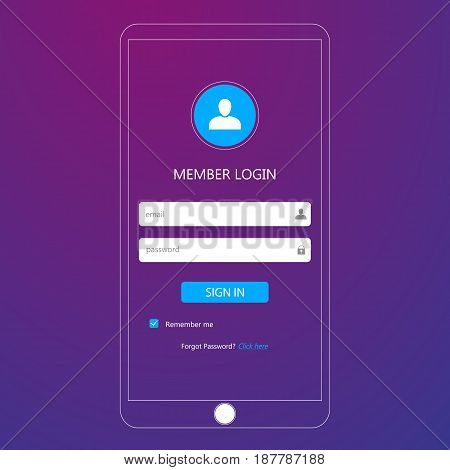 Login user interface. Sign in web element template window. Business website modern ui.