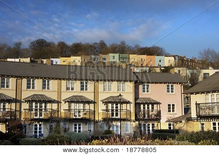 Terraces of colourful houses, Bristol, UK
