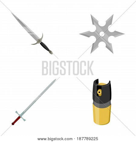 Sword, two-handed sword, gas balloon, shuriken. Weapons set collection icons in cartoon style vector symbol stock illustration .