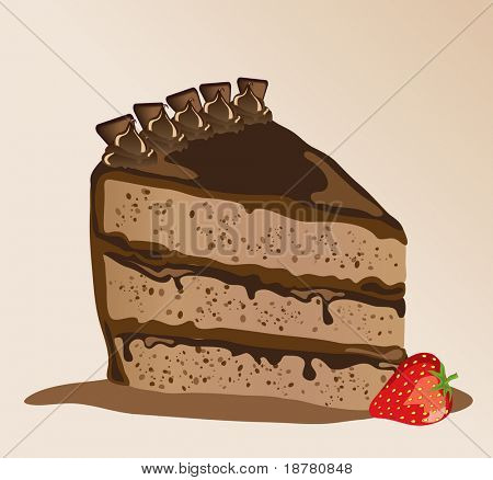 Eine s-Schoko-Torte mit einer Erdbeere. Auch im Vektorformat verfügbar.