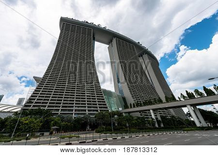 Day shoot of Marina by the Bay Hotel in Singapore, Asia. The picture was taken in MARCH of 2017.