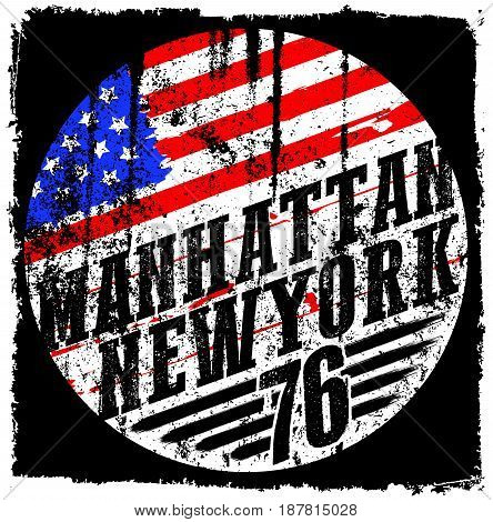 New York City america flag vector print and varsity. For t-shirt or other uses in vector.T shirt graphic