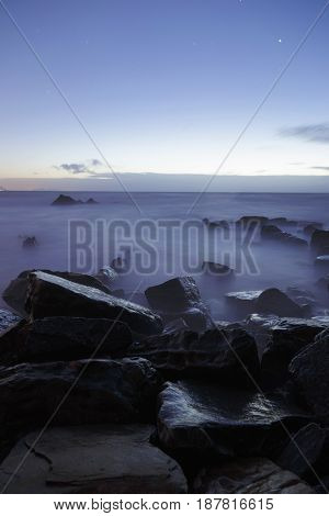 Serene Seascape In Barrika Beach, Basque Country, Spain.