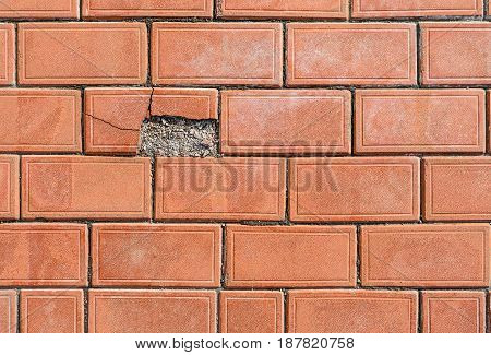 Paving Stone-color Of Red Clay With One Dilapidated Site