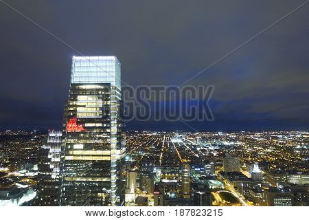 Beautiful Philadelphia at night - great aerial view  -  2017