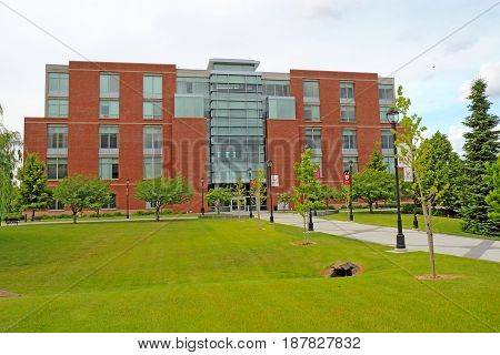 SPOKANE WASHINGTON - JUNE 2 2016: The Academic Center building on the urban campus of Washington State University Health Sciences Spokane which offers many degrees in health sciences up to the PhD.