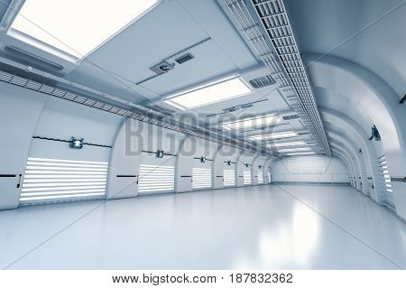 3d rendering indoor clean and empty tunnel factory