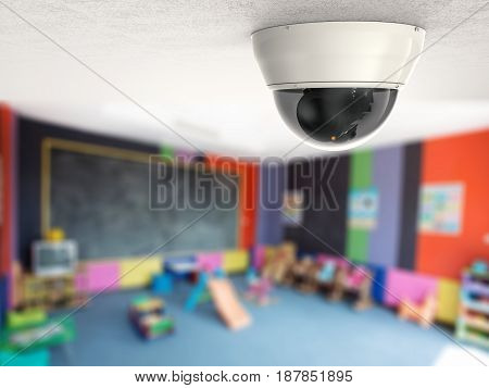 3d rendering security camera or cctv camera on ceiling
