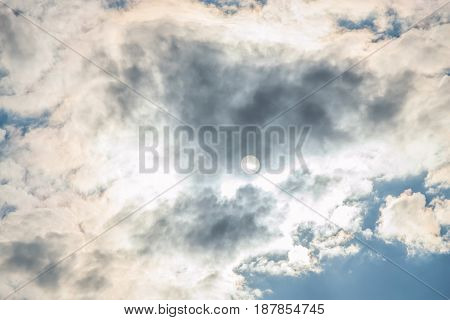 White clouds in blue sky on sunny day beautiful skyscape