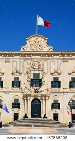 View of the Auberge de Castille in Castille Square Valletta Malta Europe.